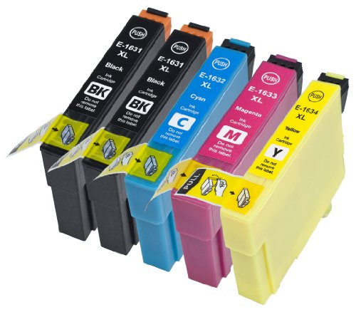 5 Multipack XL Epson T1636 / Epson 16XL / Epson 16 Patronen Kompatible. 2 schwarz, 1 cyan, 1 magenta, 1 gelb für Epson WorkForce WF-2010W, WorkForce WF-2510WF, WorkForce WF-2520NF, WorkForce WF-2530WF, WorkForce WF-2540WF. Tintenpatrone. Tinten kompatible Druckerpatronen. T1631 , T1632 , T1633 , T1634 © Patronenland