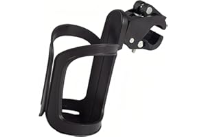 HIOIP Universal Stroller Cup Holder, 360° Rotatable Pram Cup Holder ABS Adjustable Bike Water Drink Coffee Bottle Drinks Holder for Bicycle Walker Pushchair Scooter Trolley Motorcycle (Black)