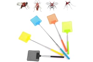 KHYYQUA 5 Pièces Tapette à Mouches, Tapette à Mouches Extensible, Tapetteà Mouche Coloré, Tapette à Mouches Télescopique Poignée Télescopique Durable et Robuste,Antiparasitaire Manuelle