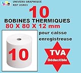 Bobina de papel térmico, 80 X 80 X 12 mm, paquete de 10