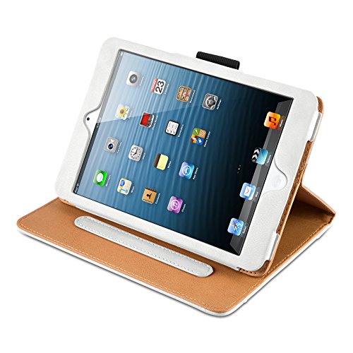 iPad Mini Hülle – JAMMYLIZARD Ledertasche Smart Cover mit Standfunktion für iPad Mini 4. 3. 2. & 1. Generation, WEIß & HONIG - 2