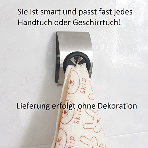 Handtuchklemme Halter Haken Selbstklebend für Bad Küche Edelstahl in Silber (4stk) - 4
