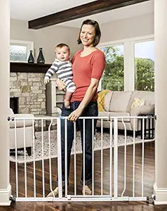 Regalo Easy Open 128cm Super Wide Walk Thru Baby Safety Gate (White)