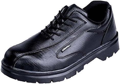 Syyan Men and Women Genuine Leather Lace Anti-Smashing Anti-Puncture Work Safety Shoes, Black, 46