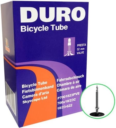 DURO Branded Cycle Inner Tube - 700 x 18-23c - For Road/Racing Bikes - (52mm LONG Presta Valve)