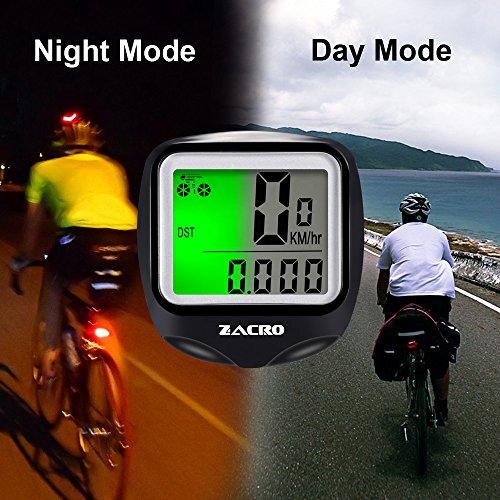 Zacro Fahrradcomputer, Kilometerzähler,Original multifunktionaler drahtloser Fahrradtacho,Tachometer, Inkl.1 Stück zusätzlicher Kompaß, Aktualisierte Version, Schwarz - 2