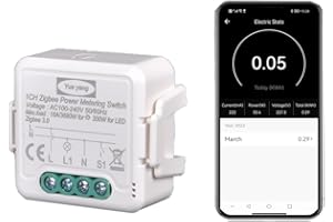 YUEYANG Interruptor zigbee de 16 A con medidor de consumo eléctrico, relé de potencia metering Smart Control App Smart Life, On/Off Control, compatible con Alexa Echo y Google Home, relé 3680 W (1)