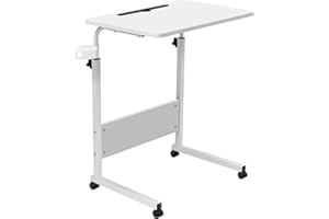 GRANDMA SHARK 60 × 40 cm Laptop Table for Sofa or Bed, Laptop Desk, Standing Height Adjustable Computer Desk, Portable Side Table, Bed Table, Sofa Table (White)