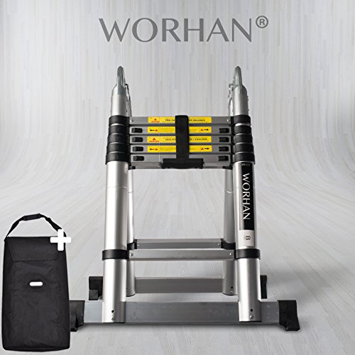 WORHAN® 3.2m TELESKOPLEITER 2 in 1 ANLEGELEITER KLAPPLEITER ALU TELESKOP LEITER MULTIFUNKTTIONS LEITER 320cm K3.2 (..3.2m B-Line+Tasche)