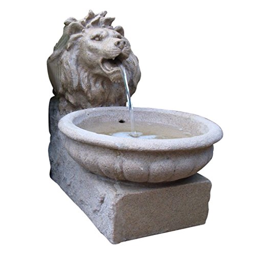 Ubbink Springbrunnen - Basel - Wasserspiel Löwenkopf (Sandstein-Optik) Polyresin inkl. LED