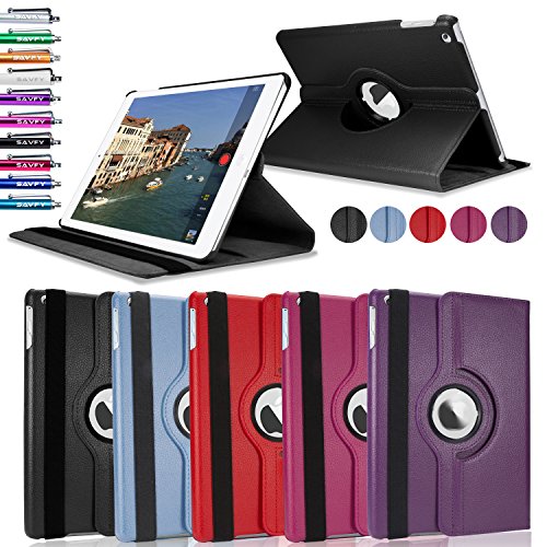 SAVFY iPad Air 2 Hülle Case Schutzhülle 360 Grad Rotation Flip Cover inkl. Displayschutzfolie, Eingabestift für iPad Air 2 iPad 6 - 8