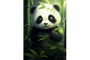 DIUJHUUY 5D Diamond Painting Kits,Digital Paintings Kits - DIY Cartoon Bamboo Leaf Panda Theme Full Rhinestone Art Picture,Craft Supplies for Kids and Adults,Perfect Home Wall Decor Gift - 30x40cm