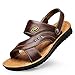 Produktbild Dongh Herren Sandalen Aus Echtem Leder Offene Spitze Strand Schuhe Männlichen Sommer Weiche Sohle Hausschuhe Flip Flops für Pool Schwimmen Große größe,Brown2,41