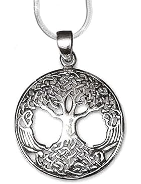 Anhänger Lebensbaum Amulett Baum des Lebens Silber Schmuck Heilung mit 1,2mm Schlangenkette 45 cm Halskette 5500...