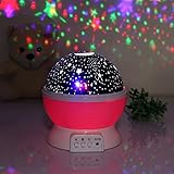 lederTEK, LED Baby Nachtlicht mit USB Kabel Batteriebetrieben Sternhimmel Sternenhimmel 4 LED 360 Grad (pink) - 3