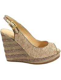 JIMMY CHOO MUJER PROVAWGI ORO CUERO ZAPATOS DE CUÑA