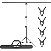 Neewer T-shaped background support set, 2.6m high adjustable tripod stand and 1.5m wide crossbar, 4 springs