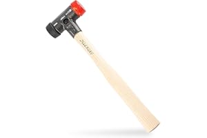 Wiha Schonhammer Safety mittelweich und hart (26611) I Gummihammer mit hochwertigem Hickory Holzstiel I Rund-Schlagkopf 30mm