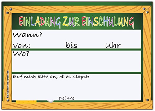 Einladungskarten zum Schulanfang zur Einschulung Schuleinführung Einladung Schule Set – 12 Stück Schulbeginn Mädchen Junge Jungen Jungs Schuleingang Zuckertüte Tafel 1 erster Schultag ABC Schütze - 2