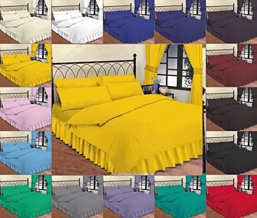 Luxury Fitted Valance By Thread Linen Poly Cotton Fitted Valance Bed Sheet (Single, Lemon)