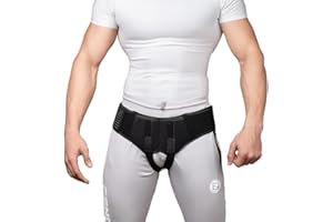 Wonder Care Cinturón de soporte para hernia inguinal Truss con 2 almohadillas laterales de compresión extraíbles - Negro