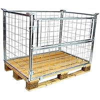 E.S.B. Gitteraufsatzrahmen 1200x800x800 mm galvanisch blau verzinkt für Euro-Paletten – klappbare & Gitterbox mit 800 mm…