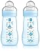 MAM Baby Bottle with Medium Flow Teat 270 ml (2 pack Blue)