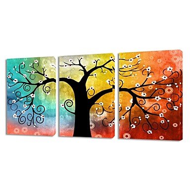 Leinwand-Set von 3 botanisch bunt hoffnungsvolle Lebensbaum Leinwand Druck fertig zum Aufh?ngen , 20″ x 28″ - 4