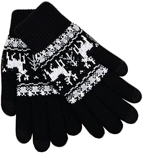iEverest Christmas Lover Gloves Touch Screen Gloves Smartphone Touchscreen Gloves for Driving &amp; Phone Grip Outdoor Windproof Work Cycling Hunting Climbing Sport Gardening,Skiing Hiking (Black)