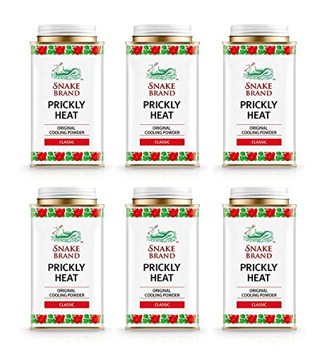 Snake Brand Prickly Heat Poudre rafraîchissante pour le corps 6 x 140g Prix de gros Multi-Pack pour la pharmacie ~ club de sport ~ magasin de santé ~ Spa santé