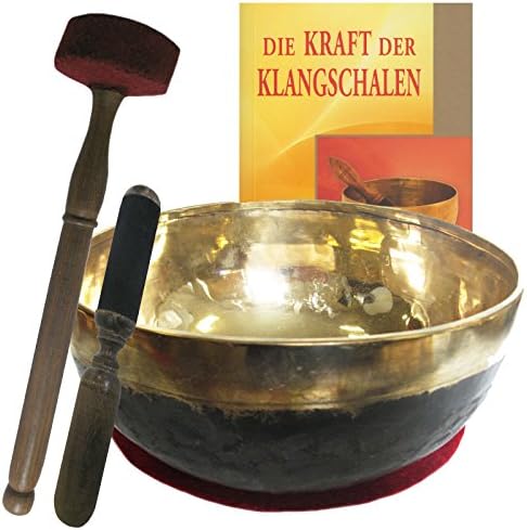 Foot Solid Full Foot Massage Women Size 38 + 39 with Book 70017 | Bengali Foot Reflex Zones for Singing Bowl, Therapy Quality 5200 – 5400g – 36 – 37 cm Diameter | Sound Massage Set with Cushion and wooden leather beater.
