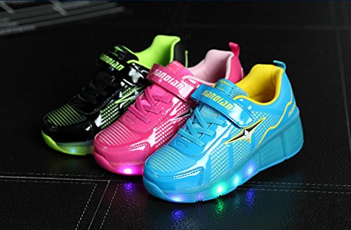 Mr.Ang Skateboard Schuhe mit LED 7 Farbe Farbwechsel Lichter blinken Räder SchuheTurnschuhe Jungen und Mädchen Flügel-Art Rollen Verstellbare neutral Kuli Rollschuh Schuhe - 8