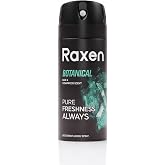 Raxen Erkek Deodorant Spreyi - Botanical Serisi - 150ml - Etkili Ter Kokusu &Ouml;nleyici - Al&uuml;minyumsuz ve Leke Bırakmayan Form&uuml;l
