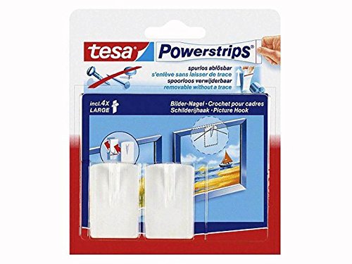 tesa Powerstrips Bildernagel, selbstklebend, weiß, 4 Stück