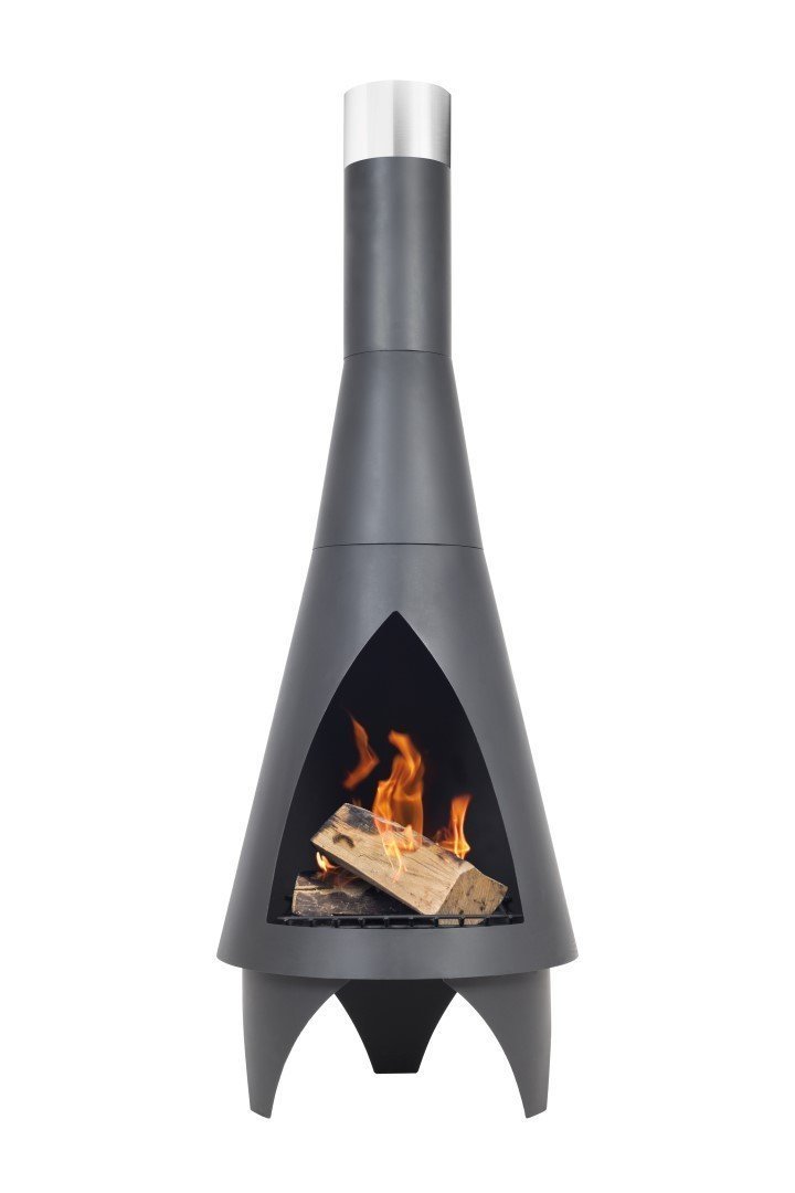 La Hacienda 56087B Colorado Medium Chimenea Chiminea Black Steel Heater Modern