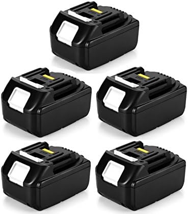Mia Nbaoshu 18 V 5.0Ah, Pack of 5) BL1850 18 V Drill Battery Pack 5000 mAh for Makita BL1850 194205-3 194309-1 BL1850B BL1840B BL1830B BL1815B BL1815 BL1830 BL1840 18 V 5.0Ah Li-Ion Battery