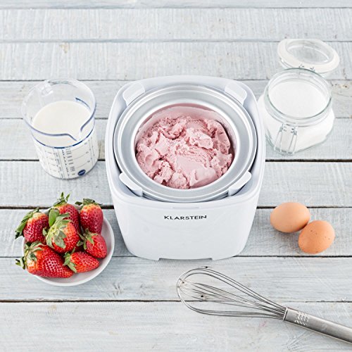 Klarstein Creamberry • Eismaschine • Speiseeismaschine • 4-in-1-Eisbereiter • Zubereitung in 20 Minuten • 1,5 Liter Fassungsvermögen • Thermobehälter • stromsparend • Timer • Abschaltautomatik • Digitalanzeige • inkl. Rezeptvorschläge • 10 W • weiß - 4