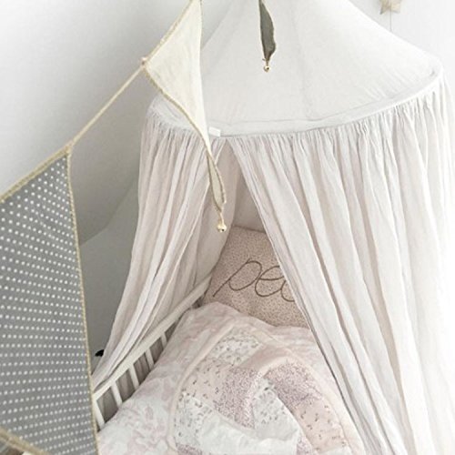 Betthimmel Baldachin aus Baumwolle Leinwand Deko Baldachin für Kinderzimmer Babybetthimmel auch als Mückenschutz Gute Luftzirkulation, mit Installation Tools, Höhe 235cm - 6