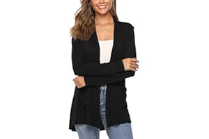 DISSA Cardigan en Modal Doux pour Femme Pull À Manches Longues Cardigan Fin Manteau