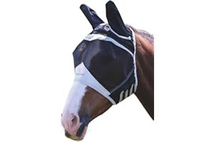 Shires Fliegenmaske mit Ohren für Pferde, feiner Netzstoff, schwarz