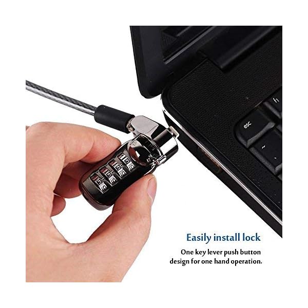 Notebook Security Locks,V·RESOURCING Portable Combination Cable Lock with 4 Digit Password Protections & Sturdy Thick Security Cable for PC/Laptop and Projectors - Image 3