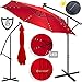 Produktbild Kesser® Alu Ampelschirm LED Solar  Ø350cm + Abdeckung  mit Kurbelvorrichtung  UV-Schutz  Aluminium  mit An-/Ausschalter  Wasserabweisend - Sonnenschirm Schirm Gartenschirm Marktschirm Rot