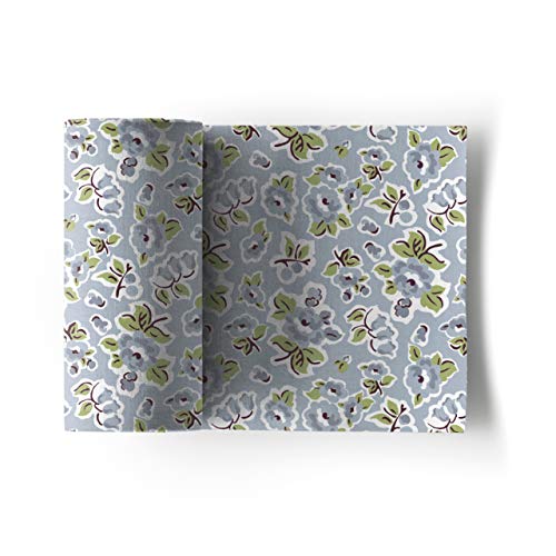 MYdrap SA11FL/410-2 My Coprimaterasso da 11 x 11 cm, Ideale per Feste, Cocktail, aperitivo, Rotolo da 50 tovaglioli, Motivo: Tea Flowers, Cotone, Blu, 5 cm