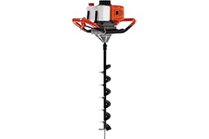 HAROLDDOL Petrol Earth Auger, 52cc 2-stroke Post Hole Diggers, 2.4PS Gasoline Borer Ground Drill for Fence Post Ground + 3 Bits 4" 6" 8"