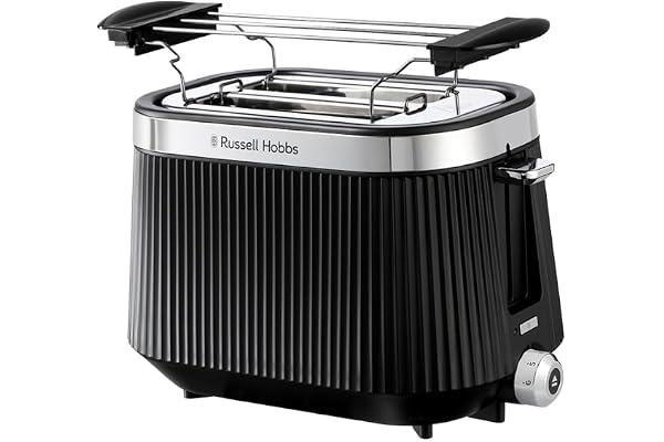 Russell Hobbs Brödrost [2 skivor] Brontë Svart (6 rostningsnivåer, extra långa fack, "Lift & Look"-funktion, upptining/uppvärmning/avbryt, bullvärmare) 26760-56