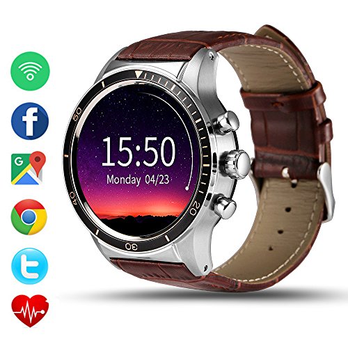 Preisvergleich Produktbild HAIT Smart Watch Steckkarte MTK6580 Positionierung 3G + Wifi Herzfrequenz Schrittanzahl,Black+Brown