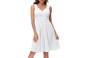 GRACE KARIN Femme Robe Cocktail sans Manches Col en V Cache Coeur A-Line Evasée Chic et Elegante