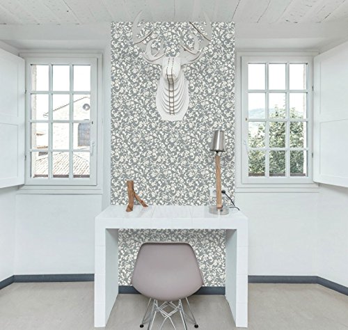 Klebefolie – Möbelfolie Ranken grau weiss – 45 cm x 200 cm Selbstklebende Folie – Dekorfolie Selbstklebefolie - 2
