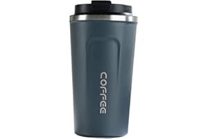 ERBO Kubek do kawy na wynos, kubek termiczny ze stali szlachetnej, szczelny, z pokrywką, przyjazny dla środowiska, niebieski, 510 ml