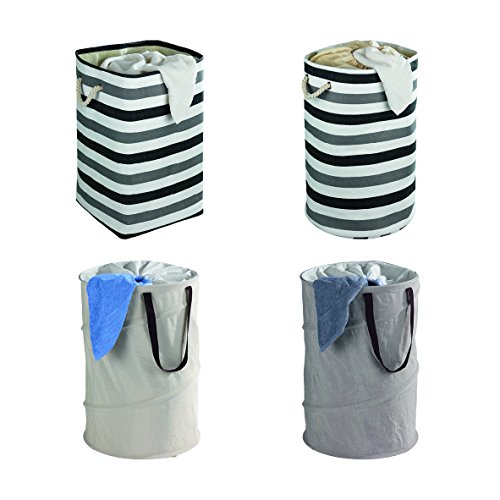 WENKO 35510100 Wäschesammler Metropolitan eckig – Wäschekorb, Fassungsvermögen 70 L, Papierstoff, 35 x 60 x 35 cm, Grau - 3
